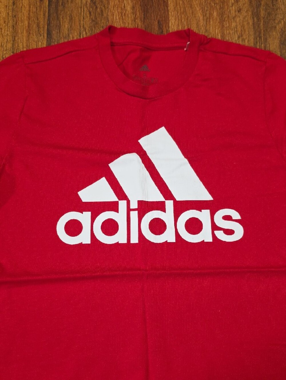 adidas Red Tee with White Trefoil-Style Logo - Picture 2 of 3